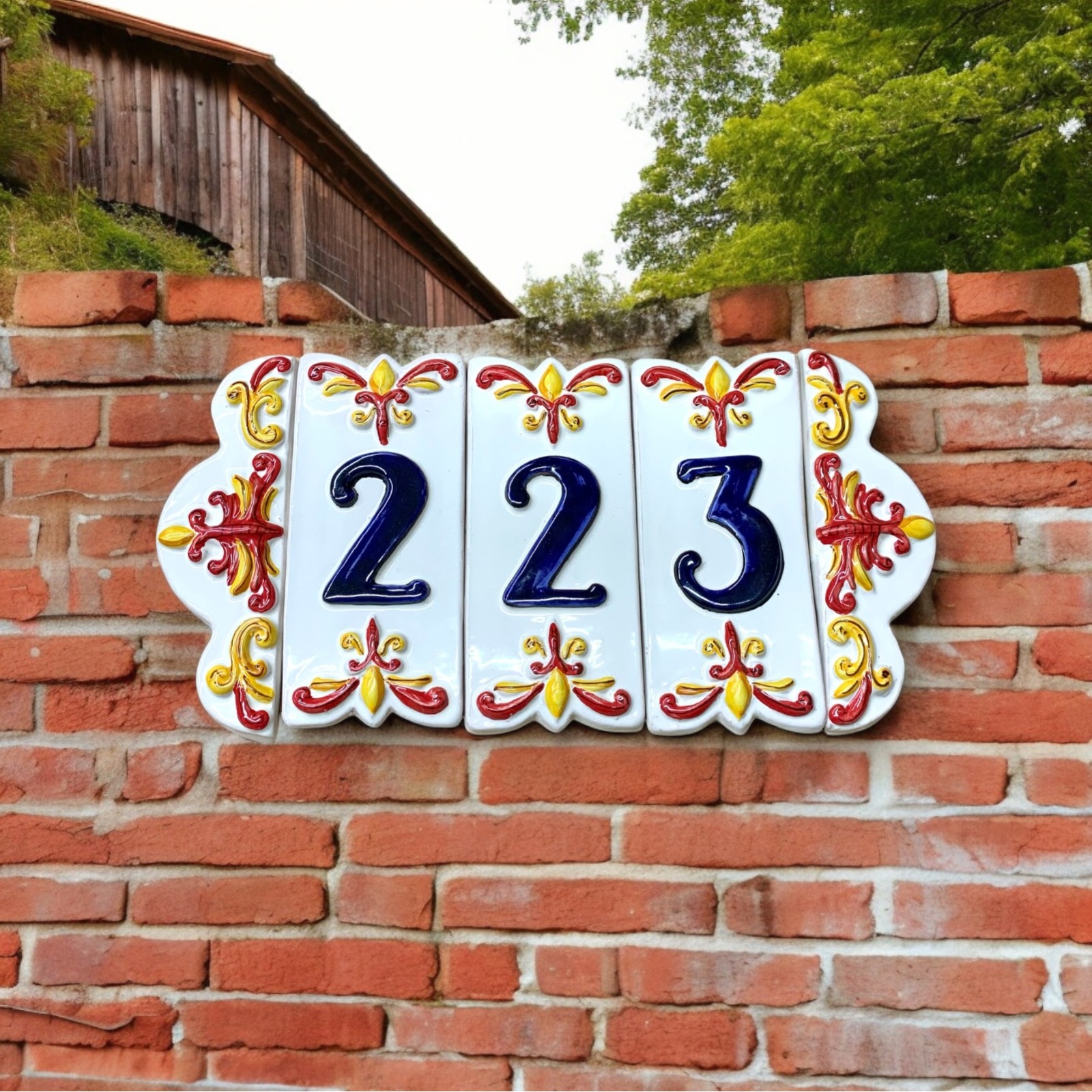 Numero civico con cornice ceramica Caltagirone