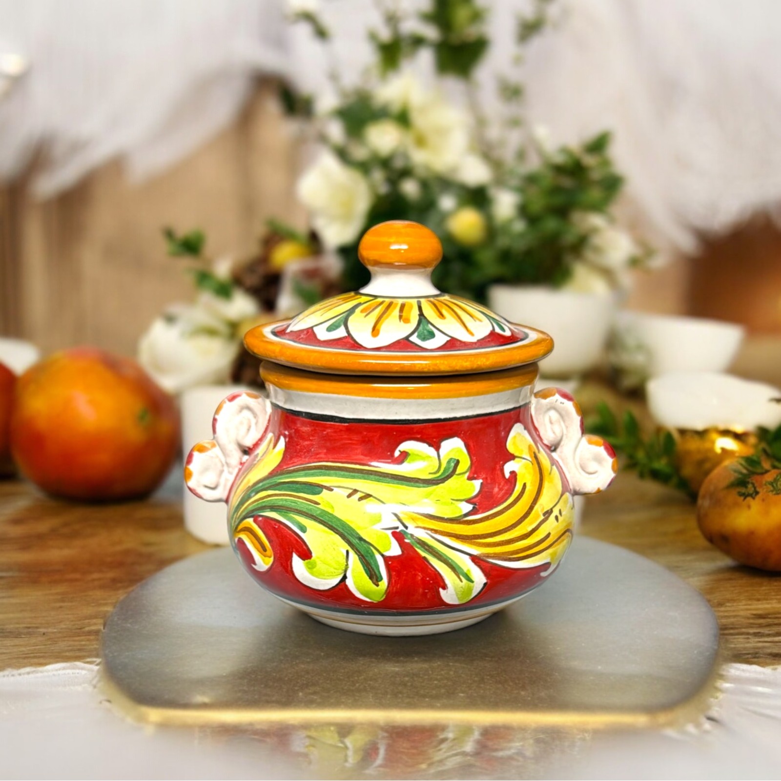 Zuccheriera Ornato in ceramica di Caltagirone Zuccheriera Ornato in ceramica di Caltagirone