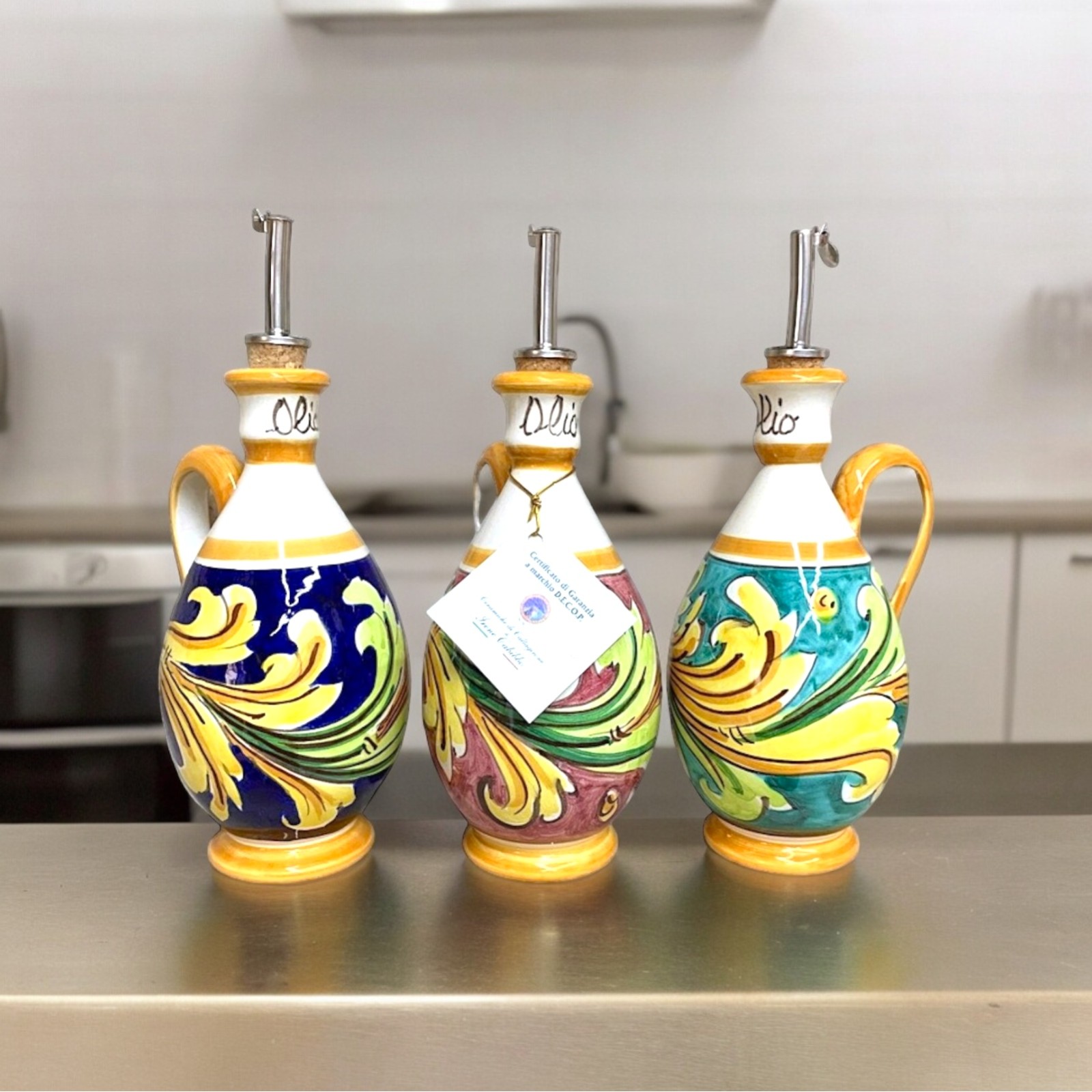Oliera dec. Ornato originale in ceramica di Caltagirone