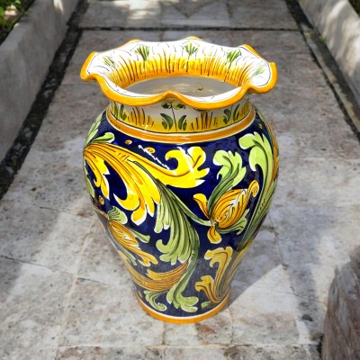 Portaombrelli Ornato Blu in ceramica di Caltagirone
