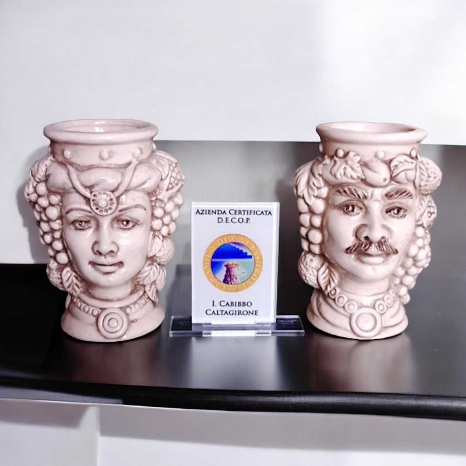 Teste di moro fumè h.10 in Ceramica di Caltagirone