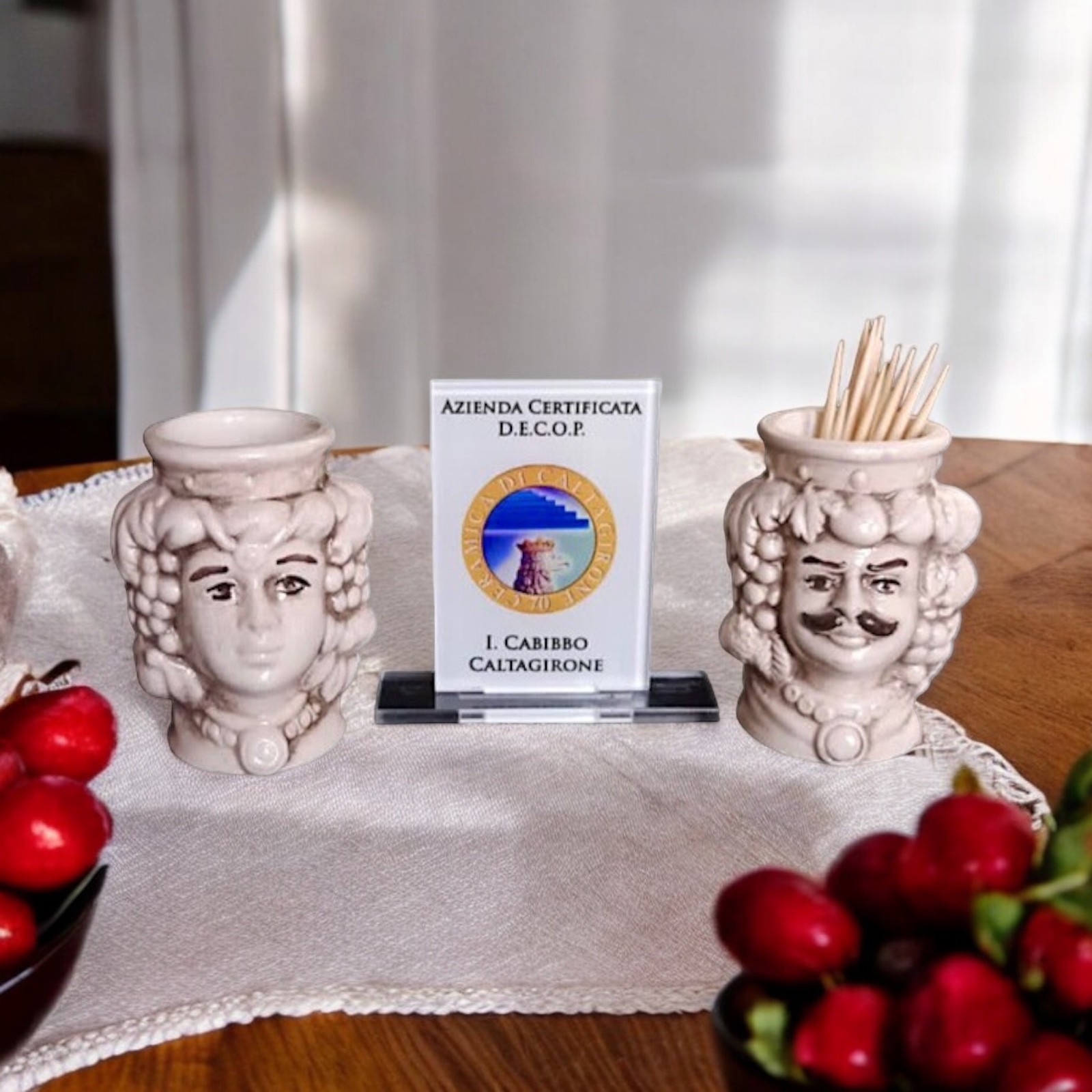 Coppia teste di moro H.6,5 in Ceramica di Caltagirone