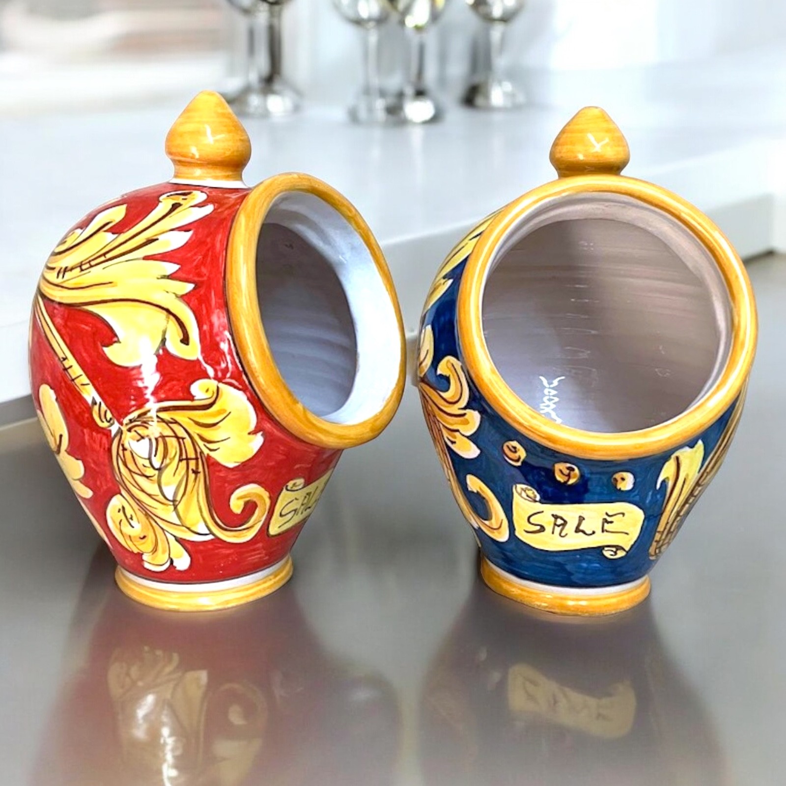 Saliera dec.Ornato originale in ceramica di Caltagirone