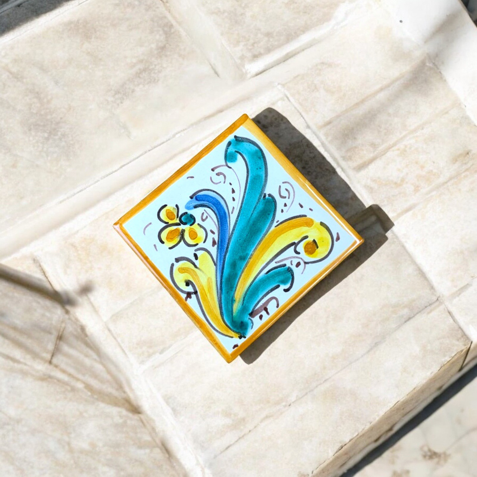 Mattonella 10x10 decoro Antico in Ceramiche di Caltagirone