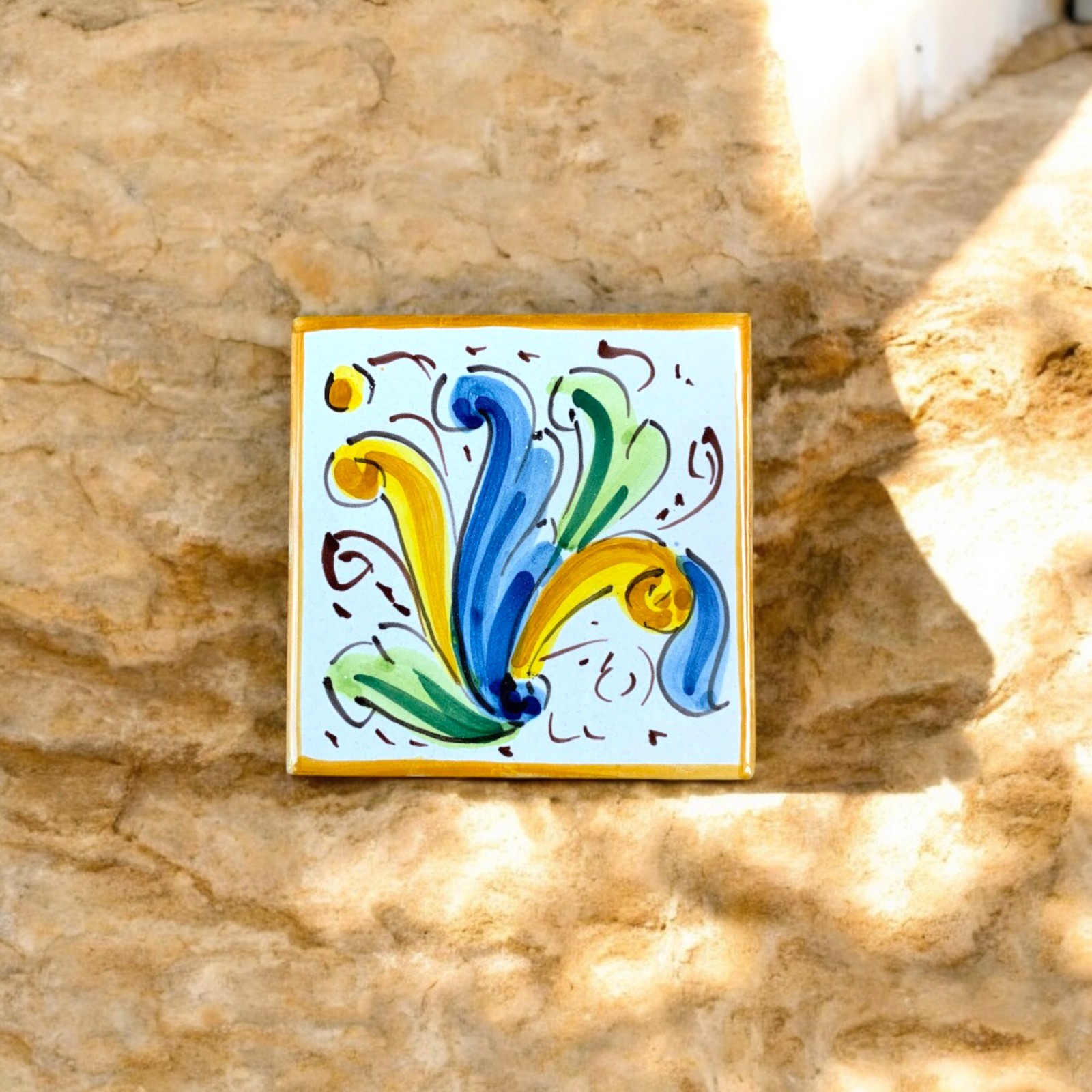 Mattonella 10x10 decoro Antico in Ceramiche di Caltagirone