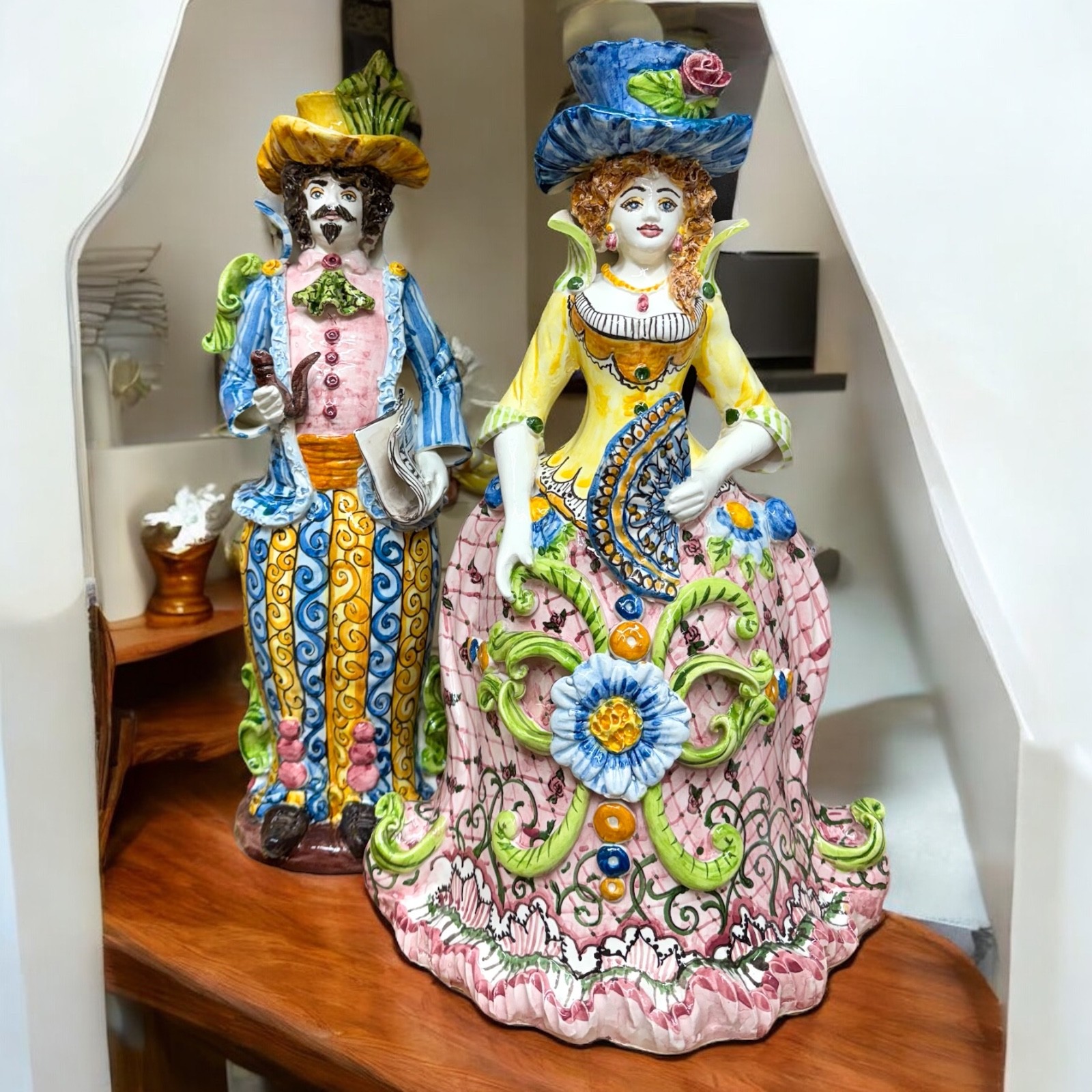 Coppia di lumiere originali in ceramica di Caltagirone.