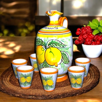 Servizio limoncello in ceramica di Caltagirone