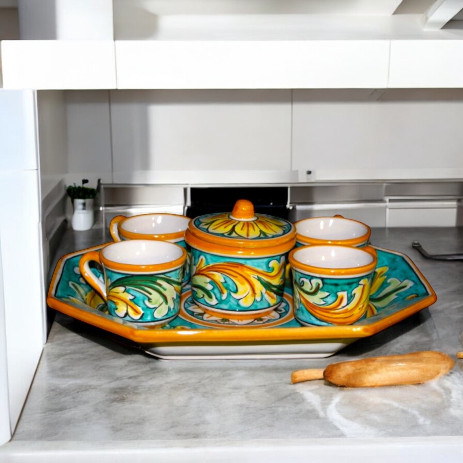 Set 4 tazzine in ceramica di Caltagirone.