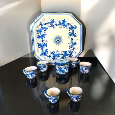 Set/Servizio a 6 tazzine in ceramica di Caltagirone