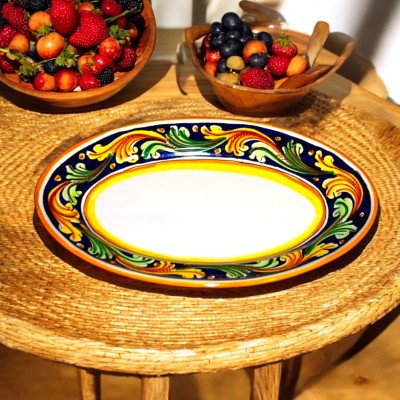 Vassoio ovale dec. Ornato in ceramica di Caltagirone