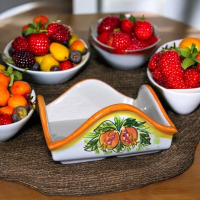 Portatovaglioli dec. Melograno in ceramica di Caltagirone