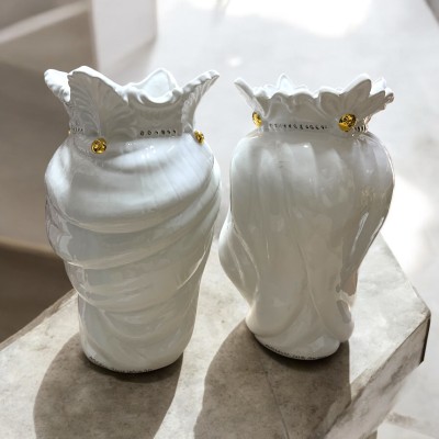 Teste di moro h.36 con oro e platino in ceramica di Caltagirone