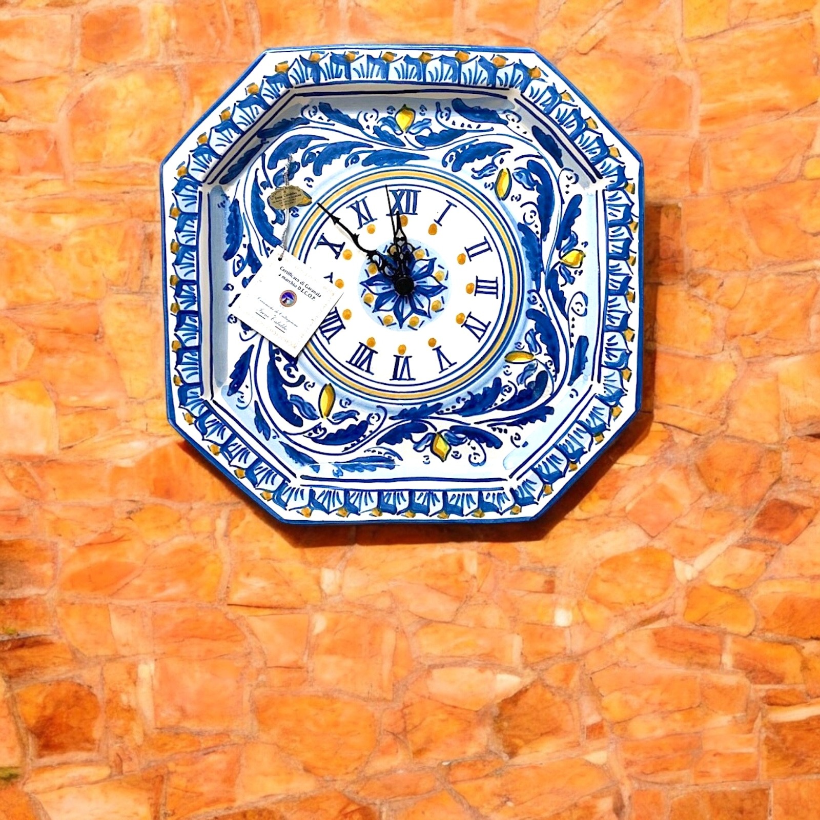 OROLOGIO DA PARETE BLU IN CERAMICA DI CALTAGIRONE