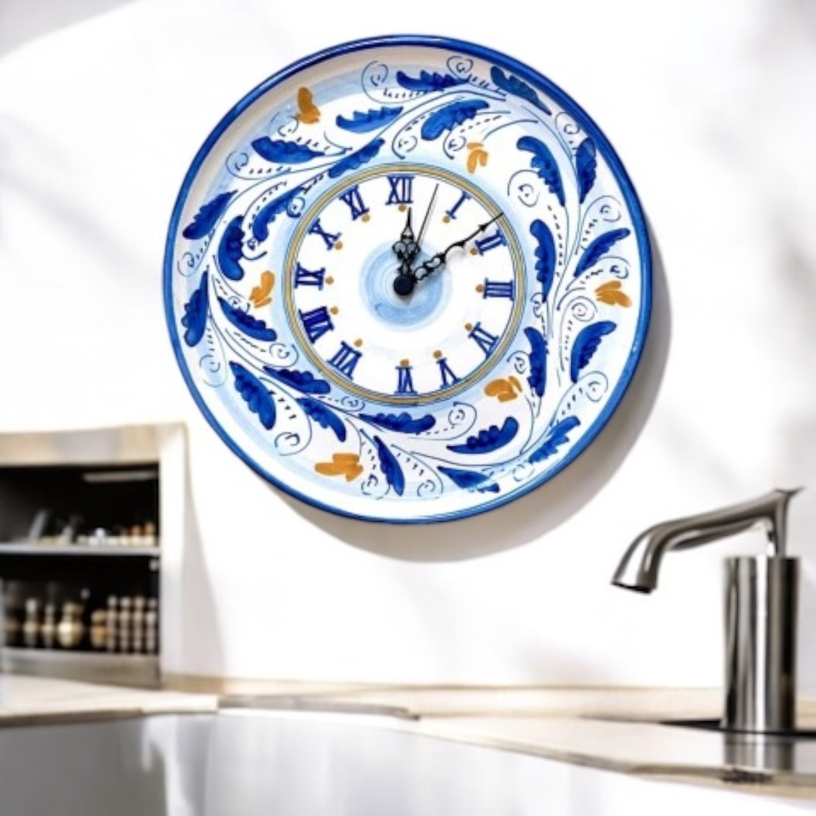 OROLOGIO TONDO DA PARETE CERAMICA DI CALTAGIRONE