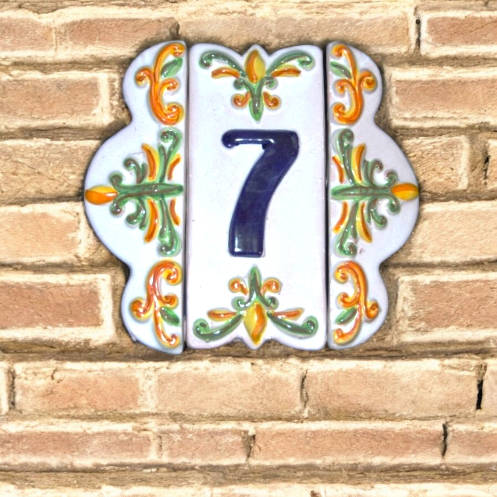 Numero civico con cornice ceramica Caltagirone