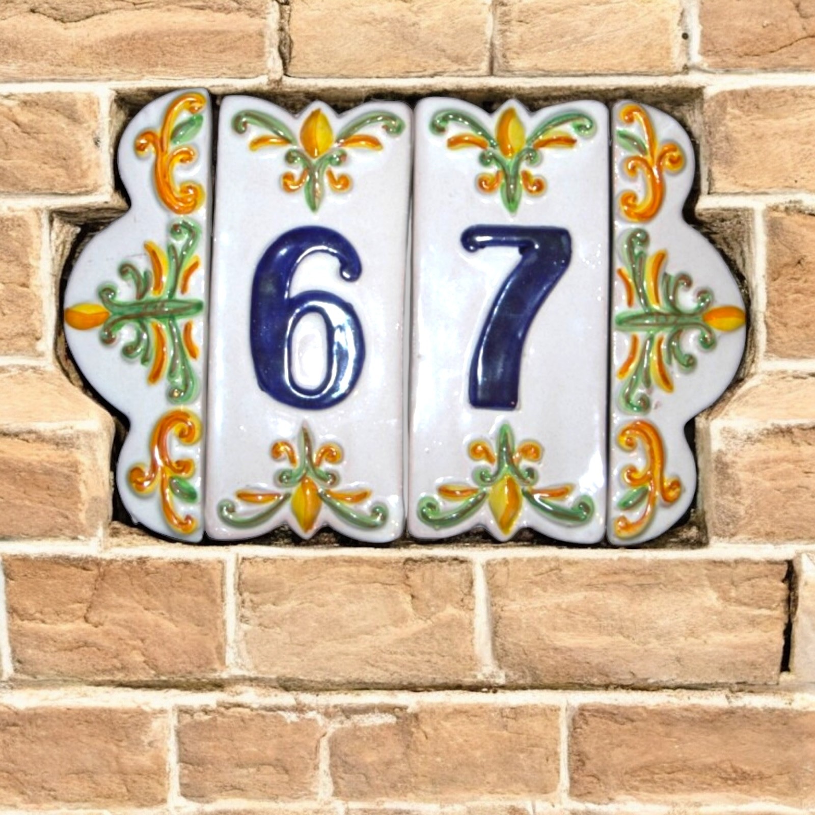 Numero civico e cornice ceramica Caltagirone