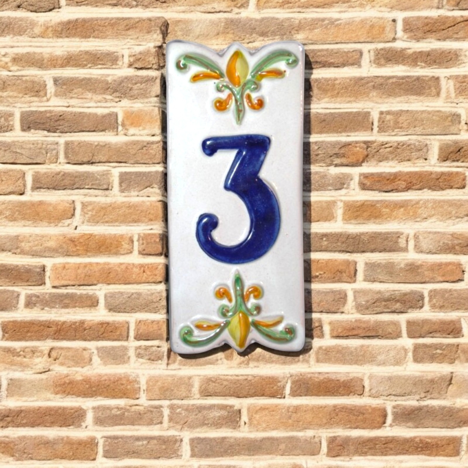 Numero  Civico Tre ceramica di Caltagirone