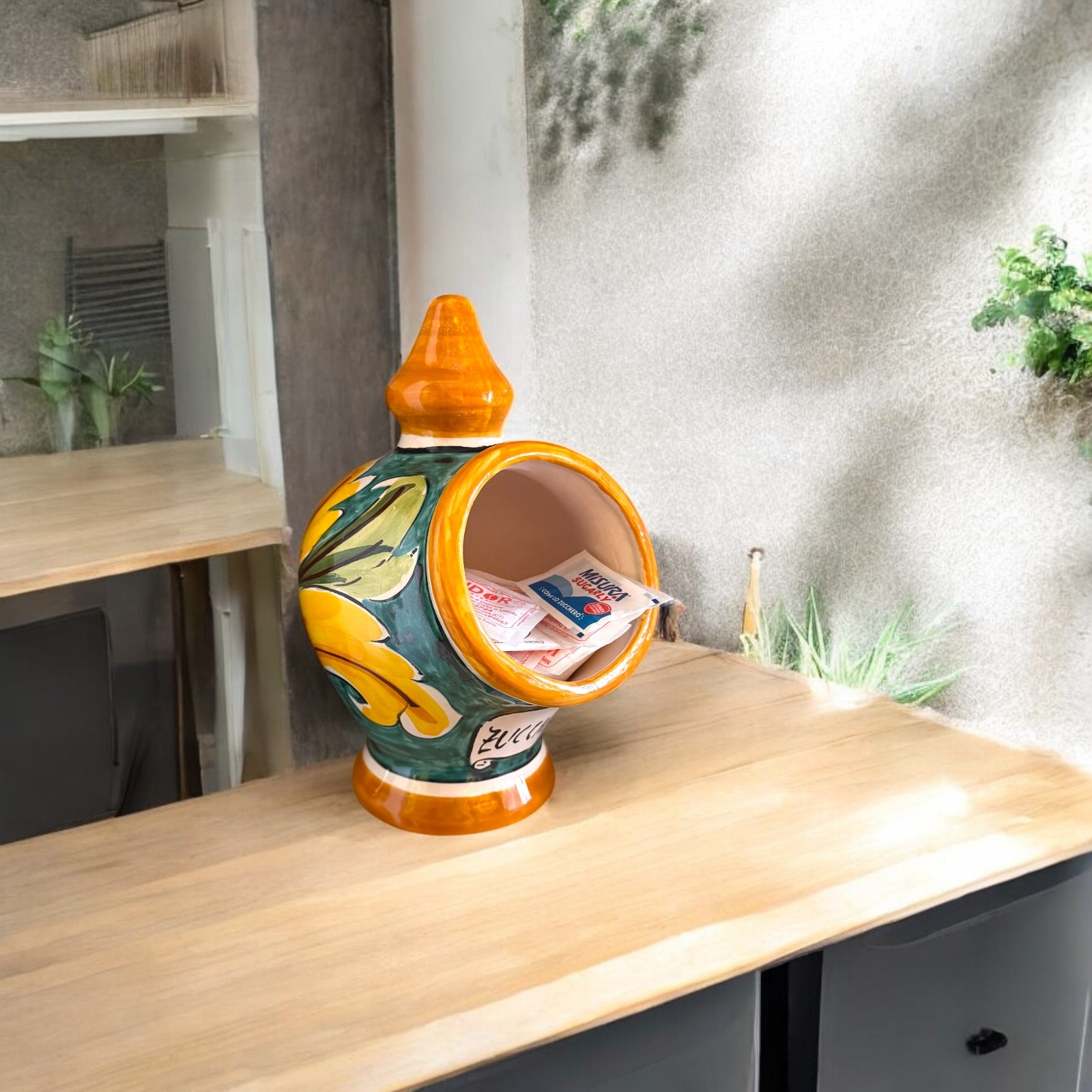 Porta zucchero a bustine in ceramica.