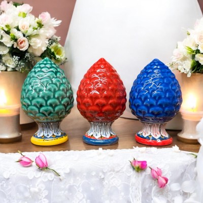 Pigna originale h.10 con rosone in ceramica di Caltagirone