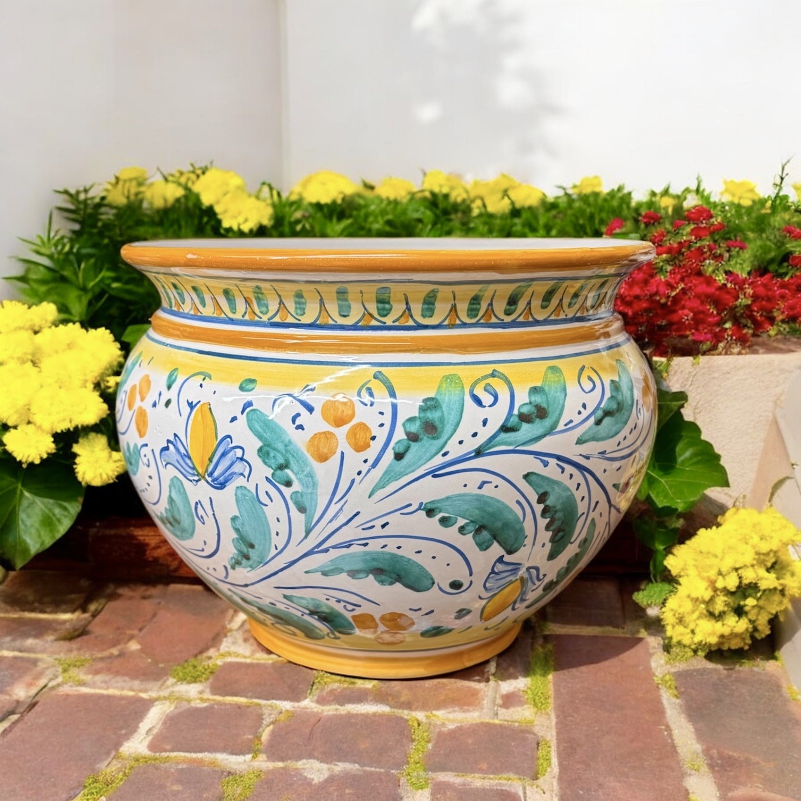 Portavasi decoro '600 in ceramica di Caltagirone