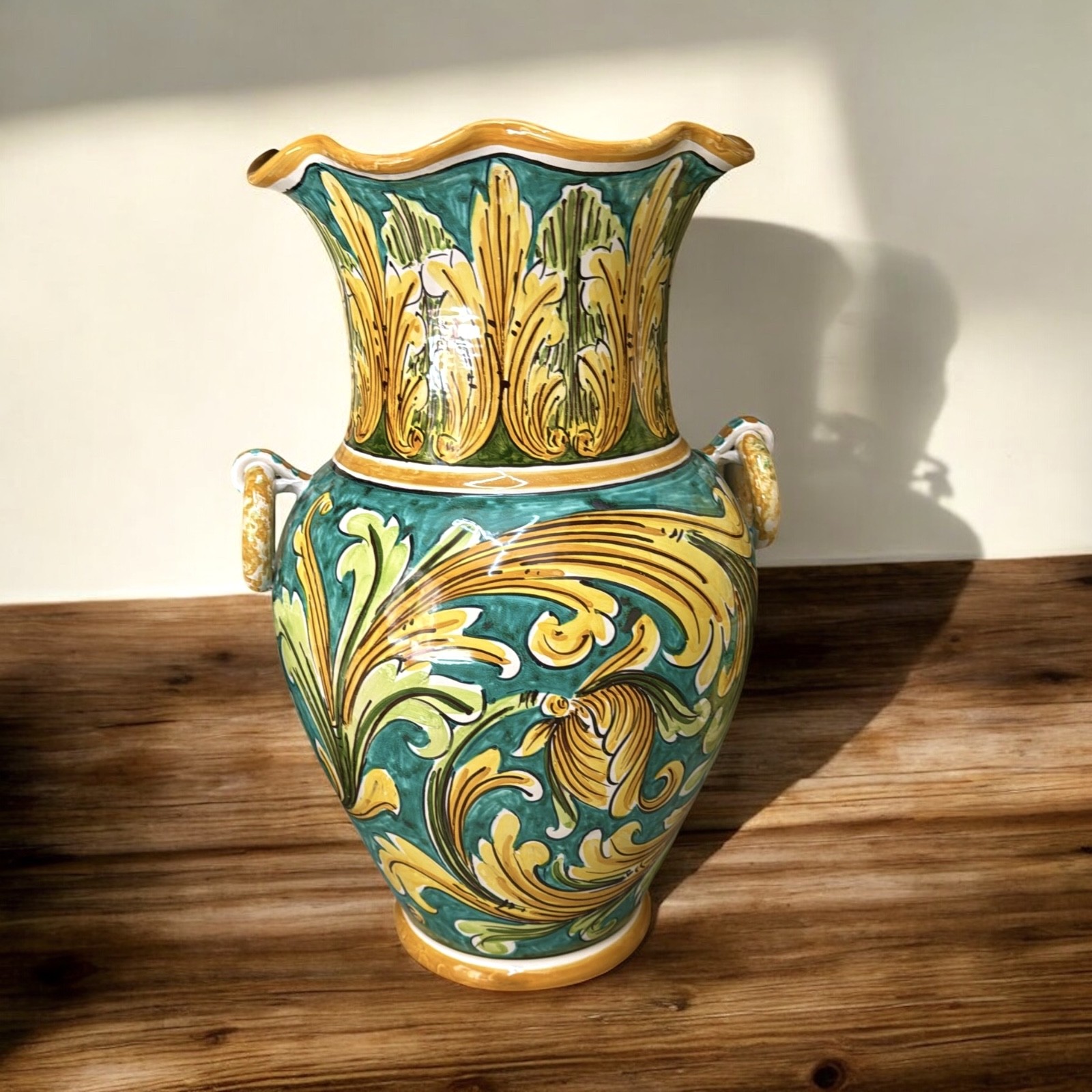 Portaombrelli dec. Ornato in ceramica di Caltagirone