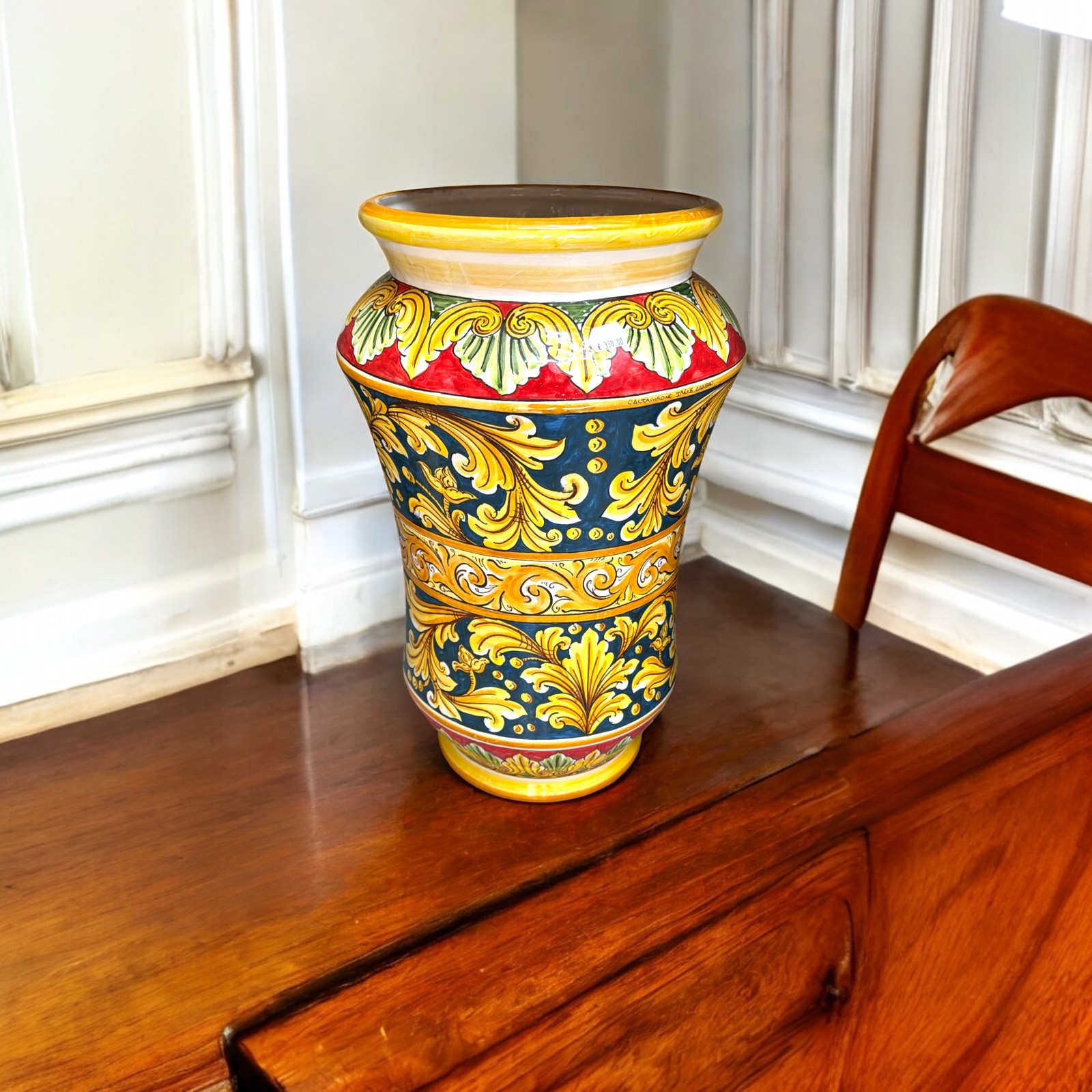 Vaso portaombrelli dec. Ornato in ceramica di Caltagirone