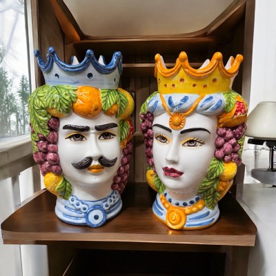 Testa di moro doppia faccia H.14 Ceramica di Caltagirone