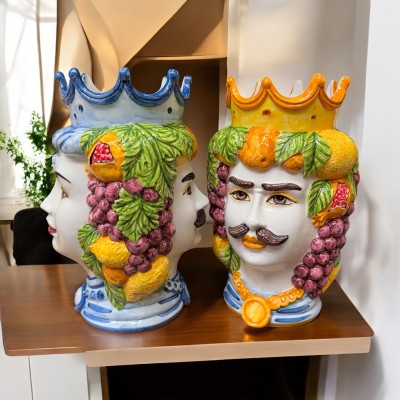 Testa di moro doppia faccia H.14 Ceramica di Caltagirone