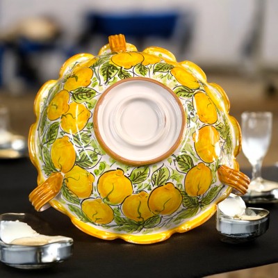Centrotavola dec. limoni in ceramica di Caltagirone