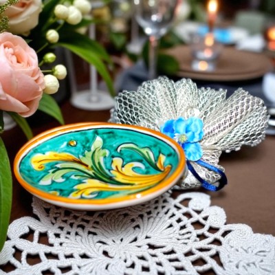 Vassoio ovale decoro tradizionale in ceramica di Caltagirone
