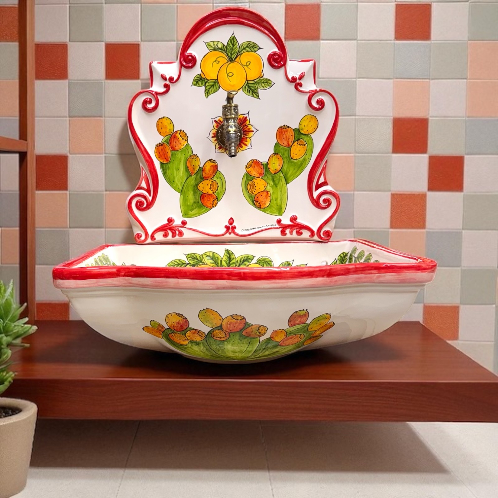 Fontana in ceramica di Caltagirone.