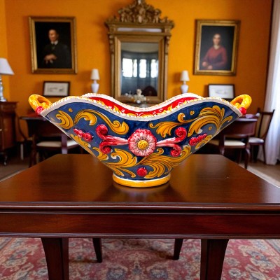 Centro tavola a coffa in ceramica dí Caltagirone