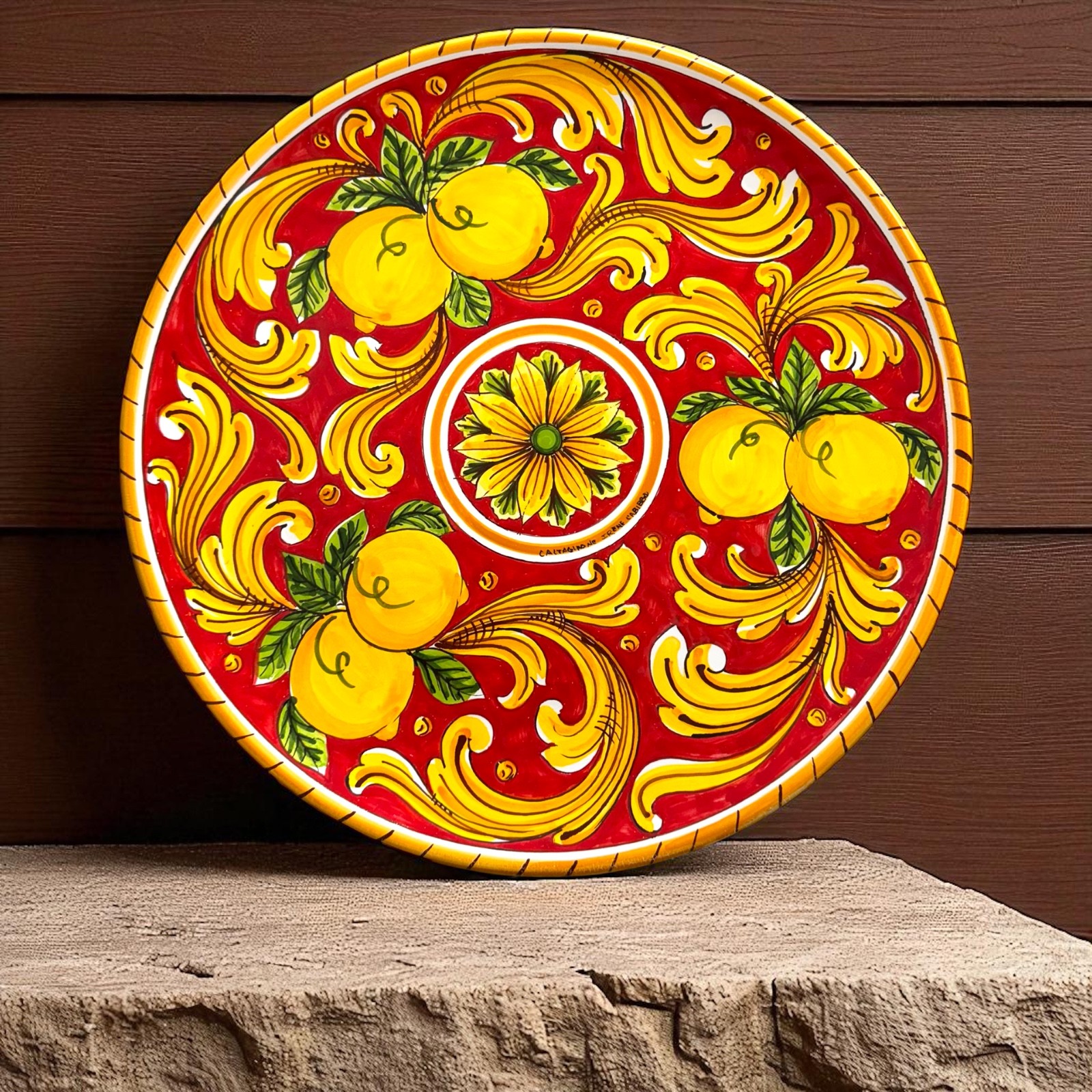 Piatto Decoro Ornato in ceramica di Caltagirone