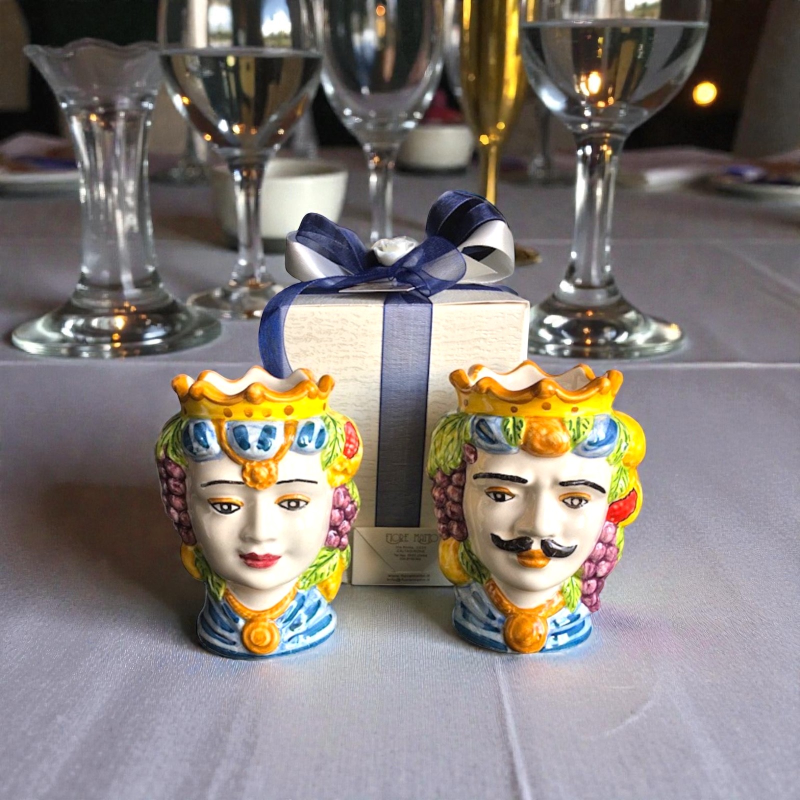 Testa di moro h.10 in ceramica di Caltagirone modello del '900