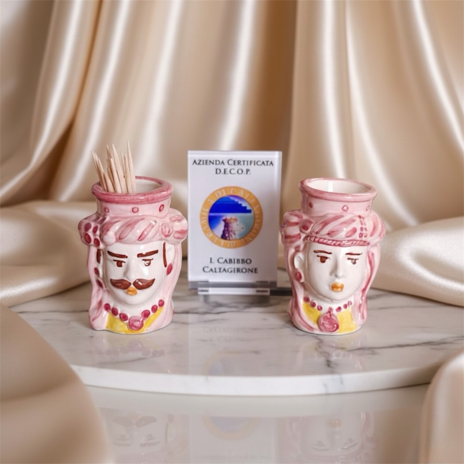 Teste di moro tradizionali h.6,5 in Ceramica di Caltagirone