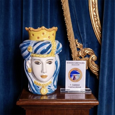 Testa di moro doppia faccia h.14 in Ceramica di Caltagirone