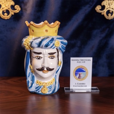 Testa di moro doppia faccia h.14 in Ceramica di Caltagirone