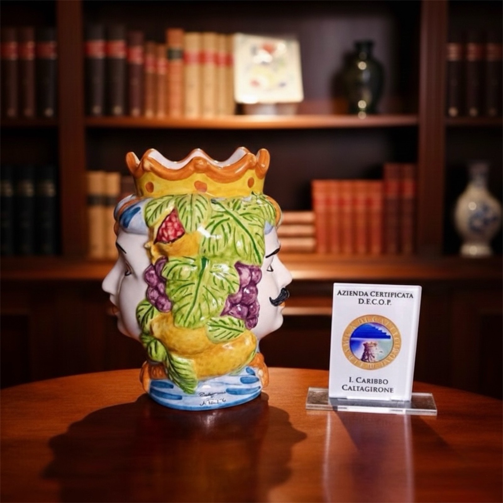 Teste di moro doppia faccia H.14 in Ceramica di Caltagirone