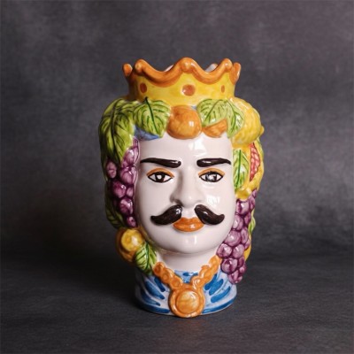 Teste di moro doppia faccia H.14 in Ceramica di Caltagirone