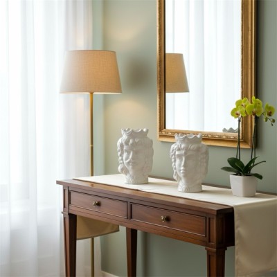 Testa di moro bianca H.13,5 in ceramica di Caltagirone