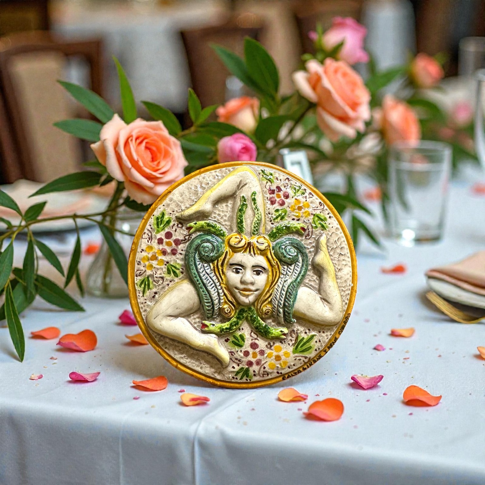 Trinacria tradizionale di Sicilia in Ceramica di Caltagirone