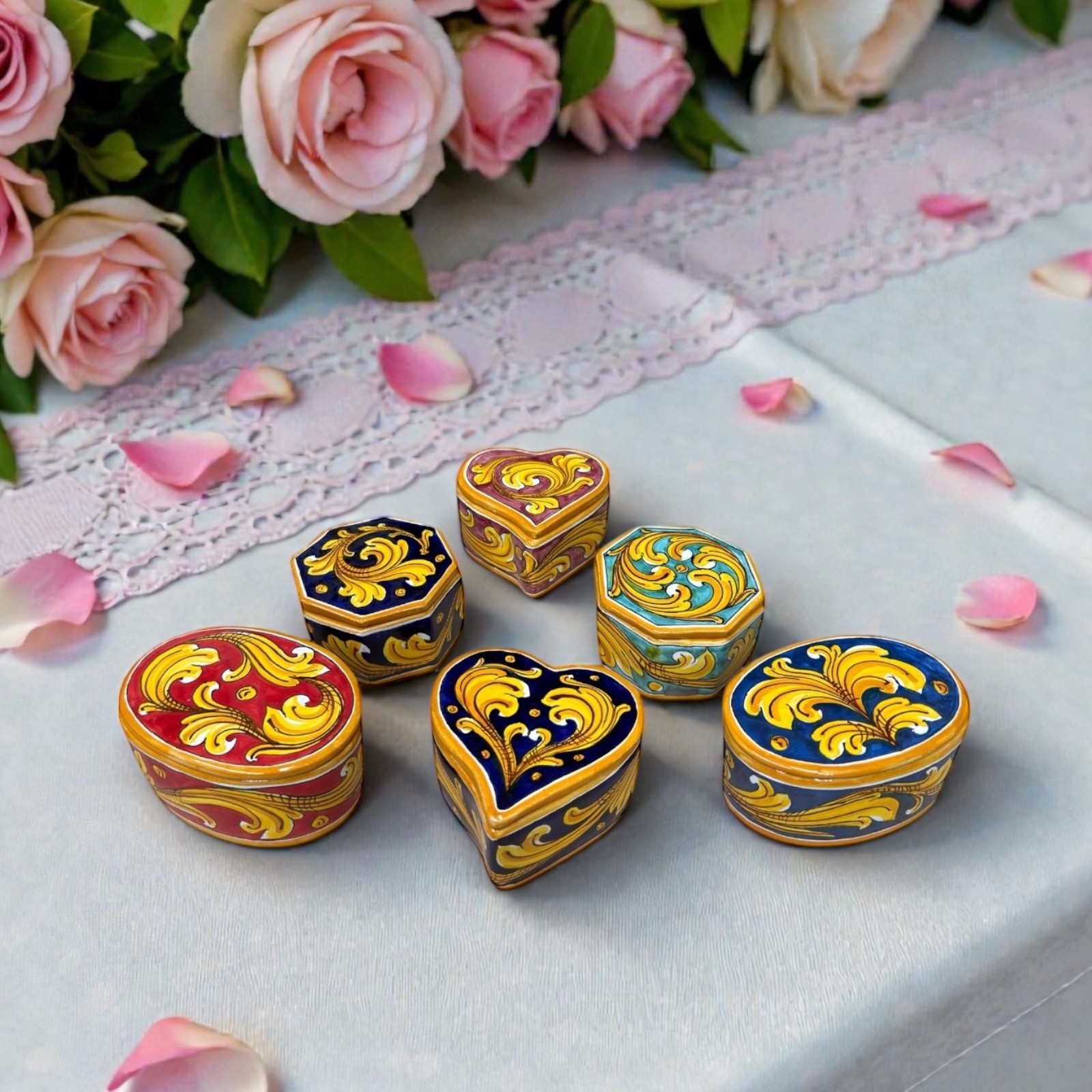 Porta gioie in decoro Ornato ceramica di Caltagirone