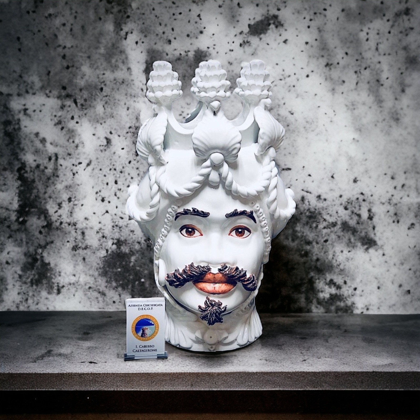 Coppia Teste di moro H.45 in Ceramica di Caltagirone