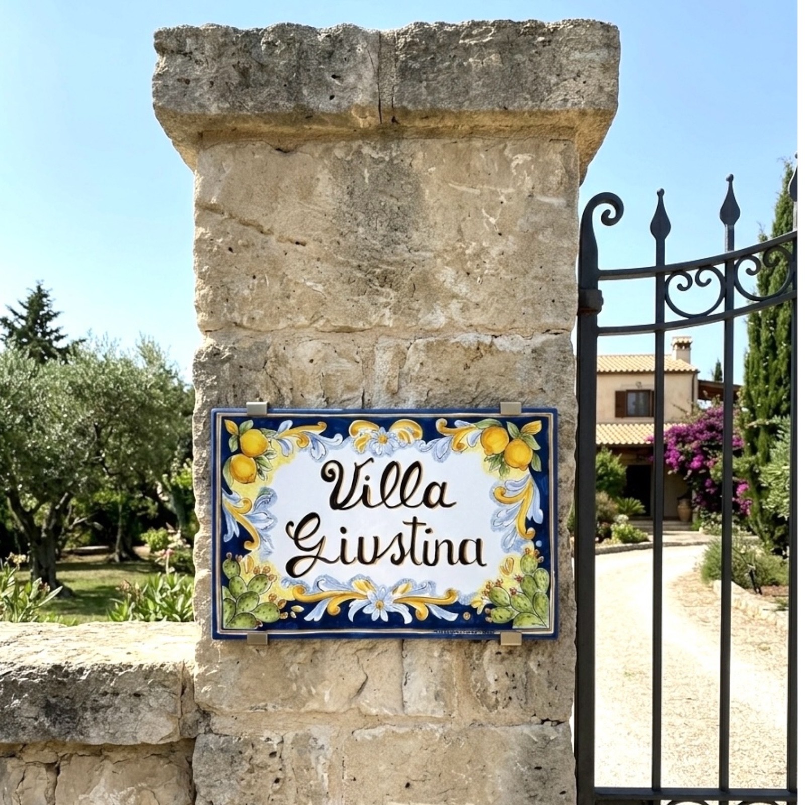 Targa 30x22 per porta o pilastroin ceramica di Caltagirone