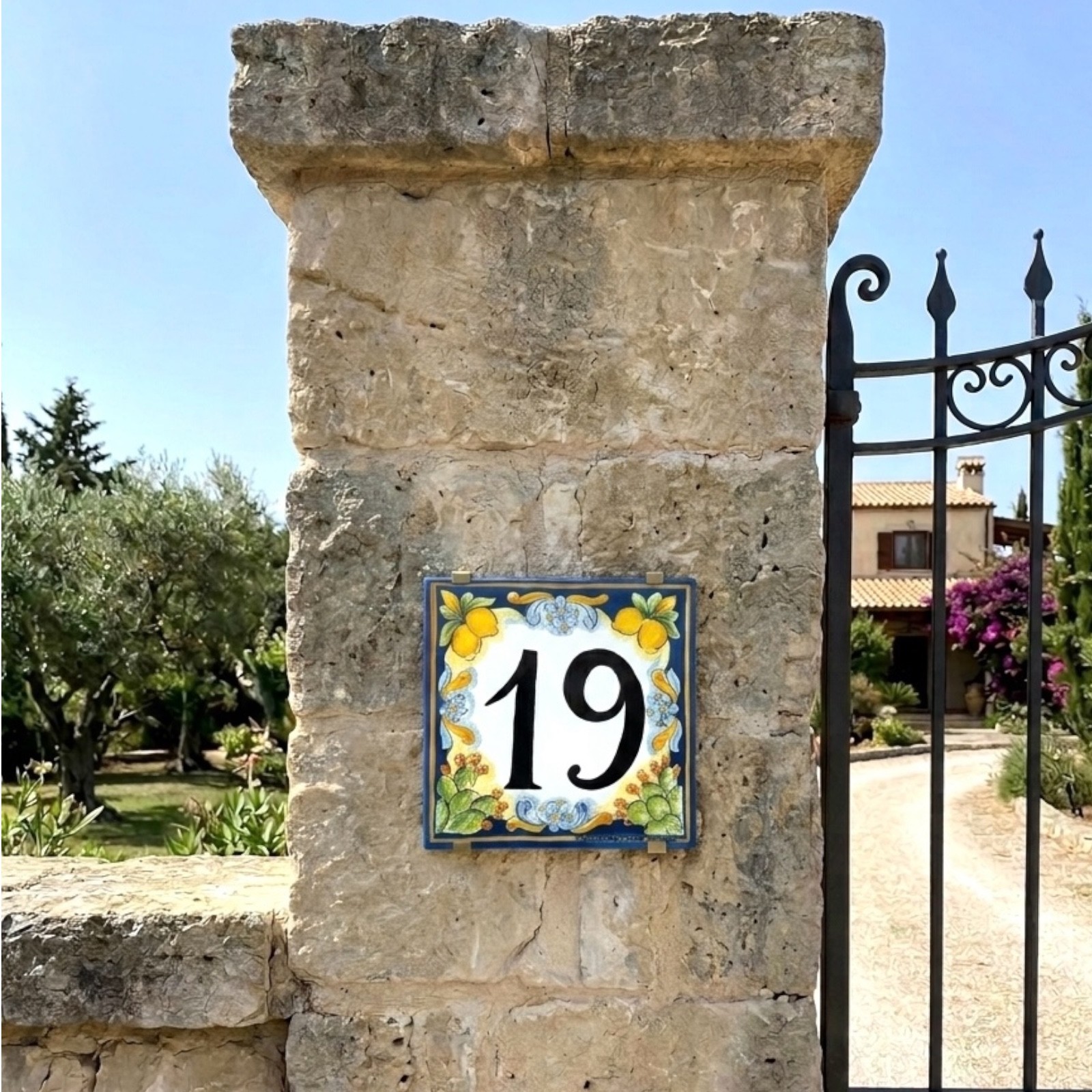 Numero civico 15x15 in Ceramica di Caltagirone