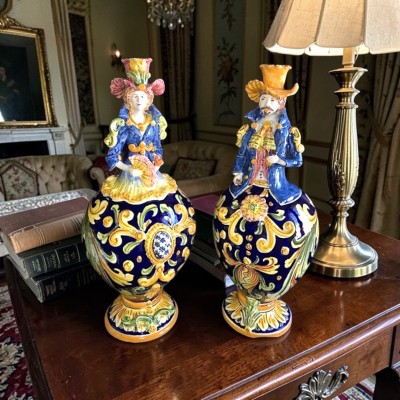 Lumiere Ornato Blu in ceramica di Caltagirone