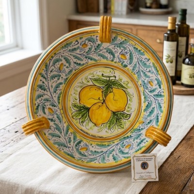 Centrotavola dec. limoni in ceramica di Caltagirone