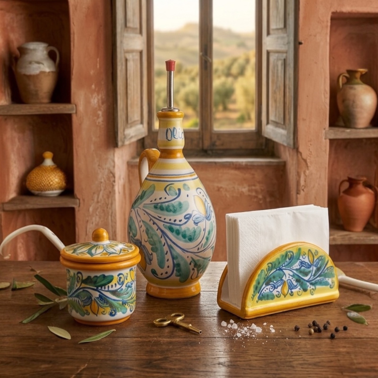 Set da cucina in ceramica di Caltagirone