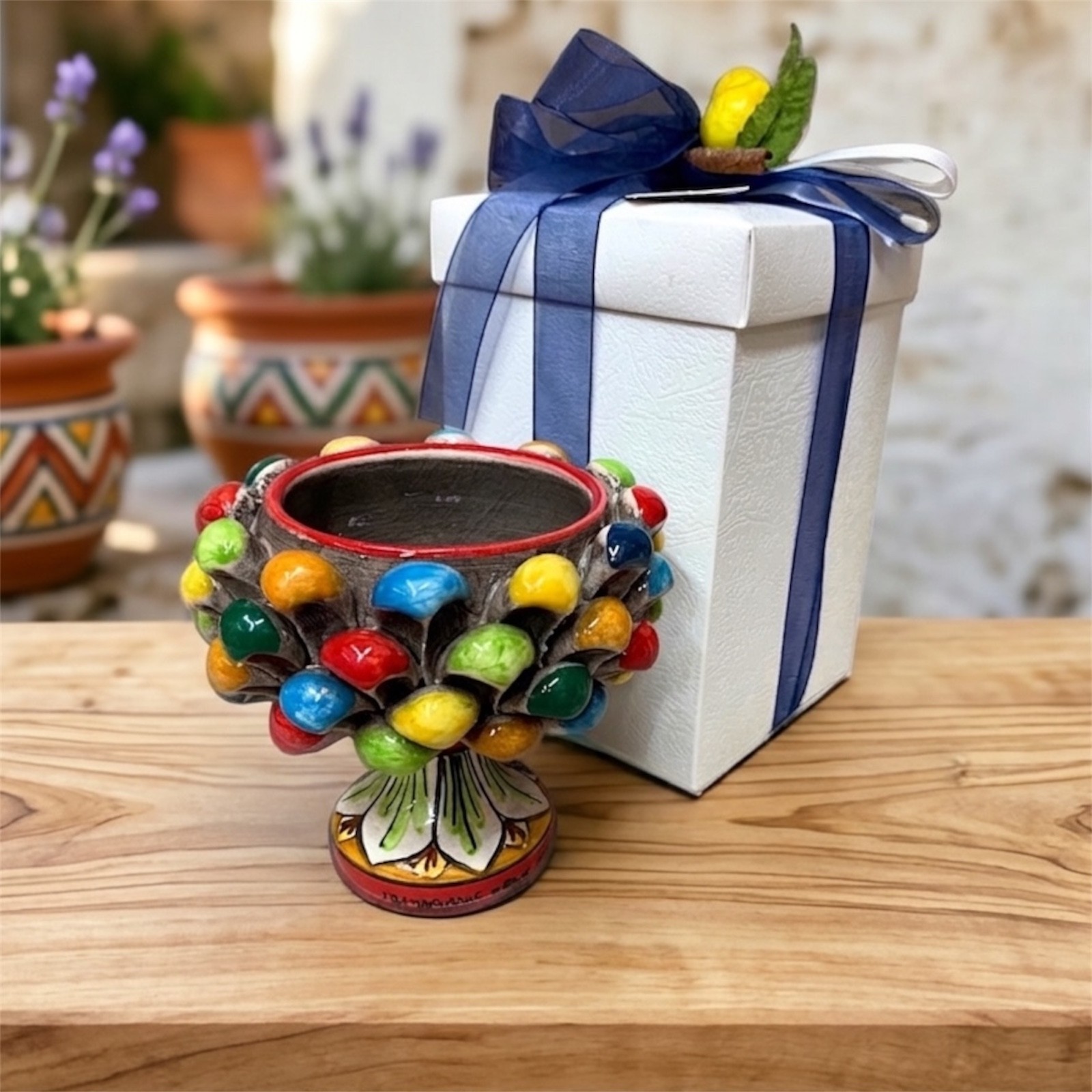 Mezza Pigna Siciliana Multicolor/Arlecchino in Ceramica di Caltagirone