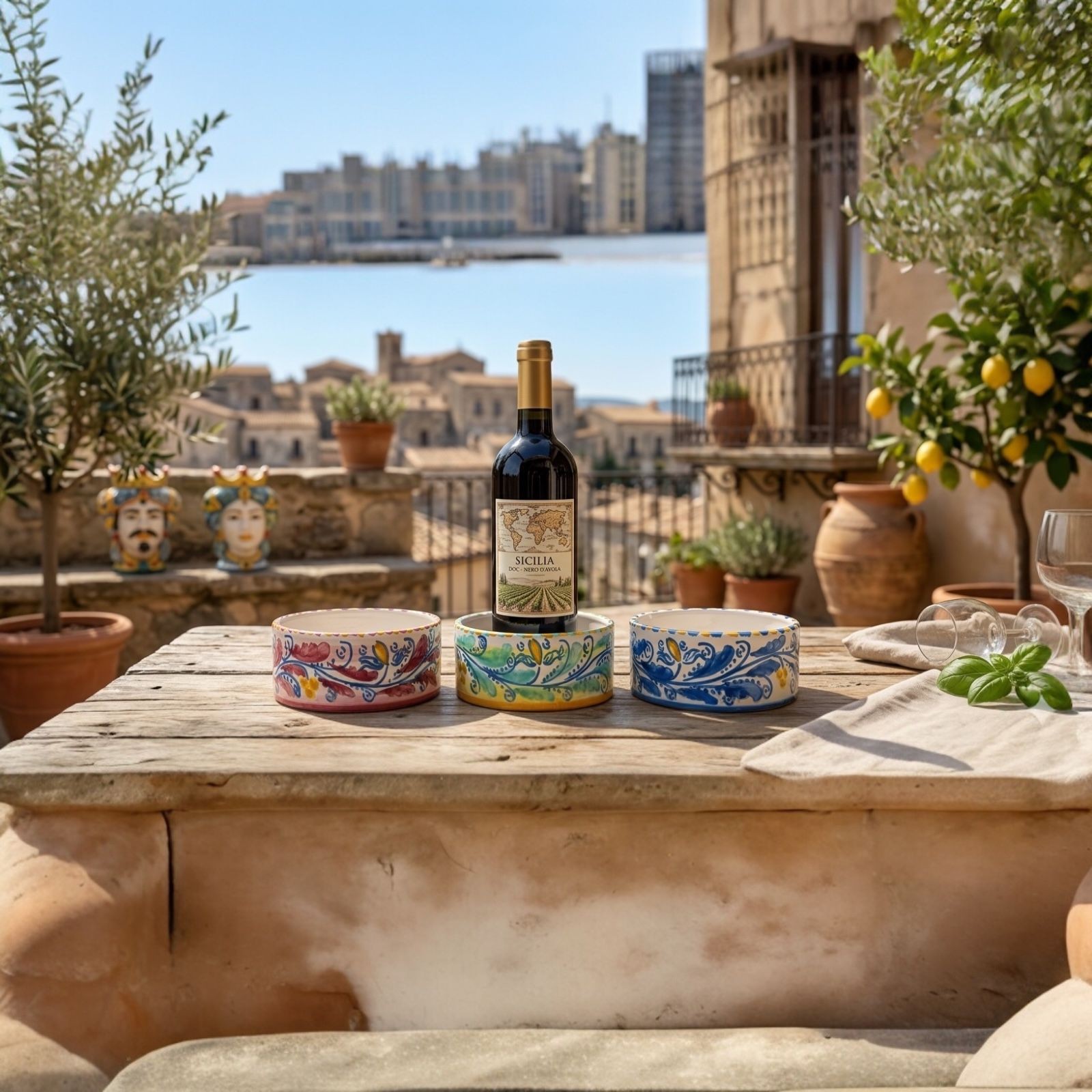 Porta bottiglia con tappo in Ceramica di Caltagirone